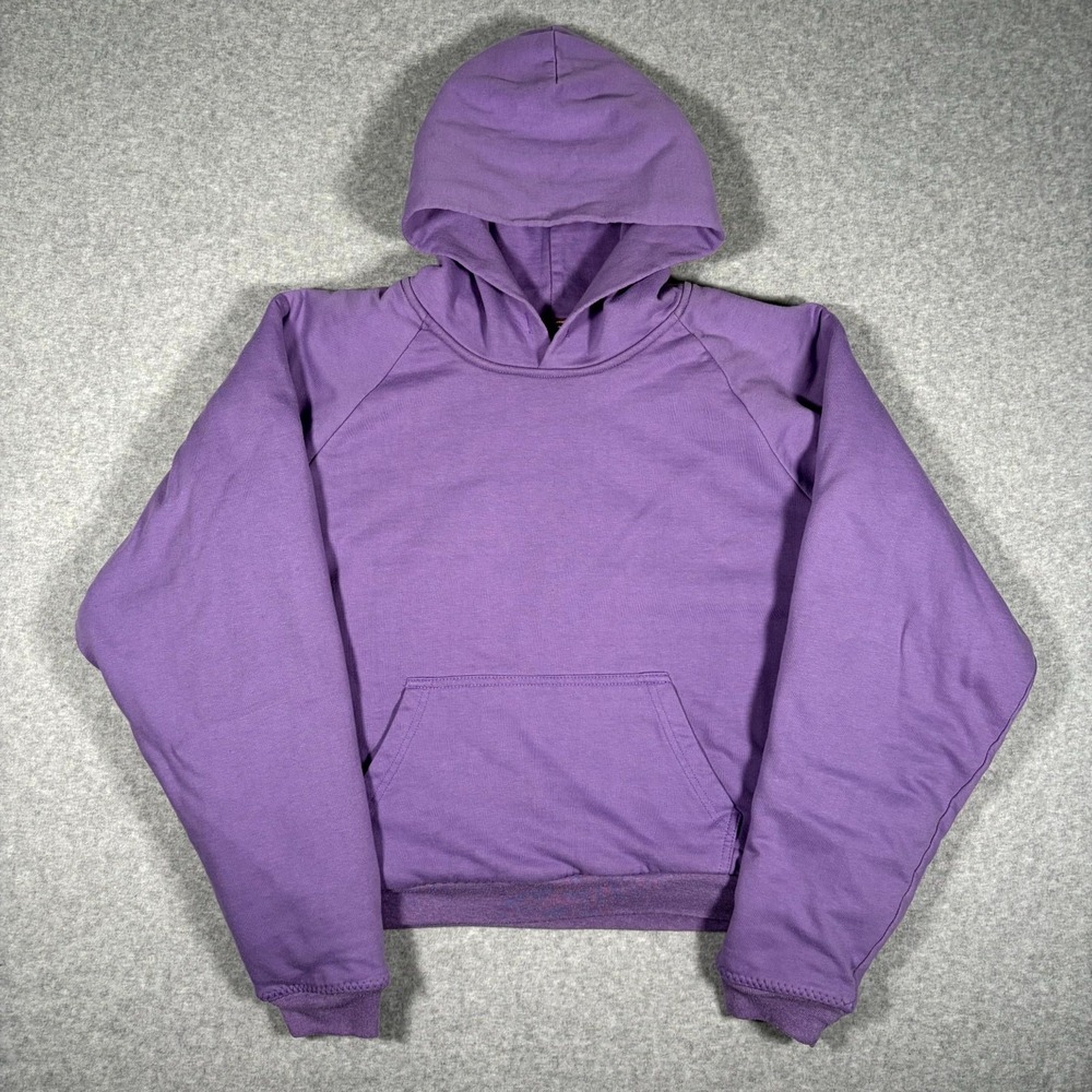 Jooniverse Lab Double Layered Cropped Hoodie Women 2 Purple Cotton Raglan Sleeve